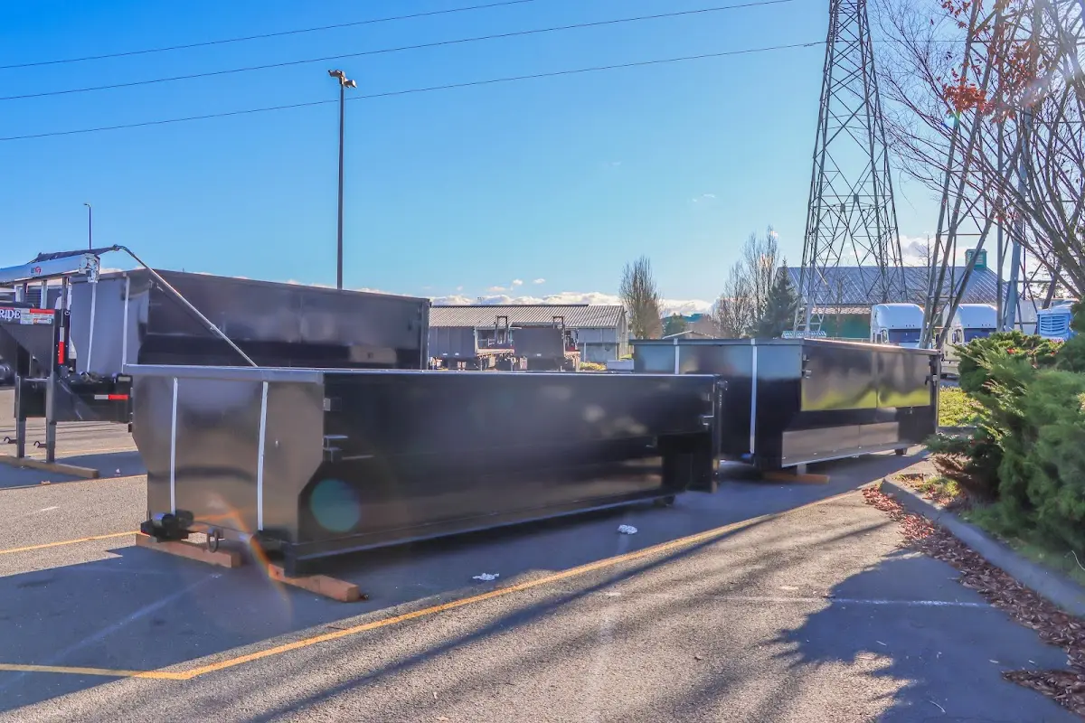 Roll-off dumpster ready for waste disposal at job site for Demolition Dumpster Rental in Parsippany-Troy Hills